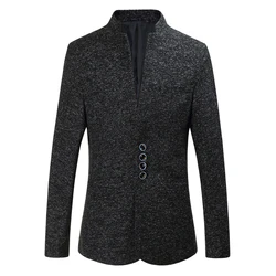 Traje de cuello alto para hombre, Blazer ajustado de estilo chino, Chaqueta de traje ZhongShan, Túnica China de una pieza, 4 colores