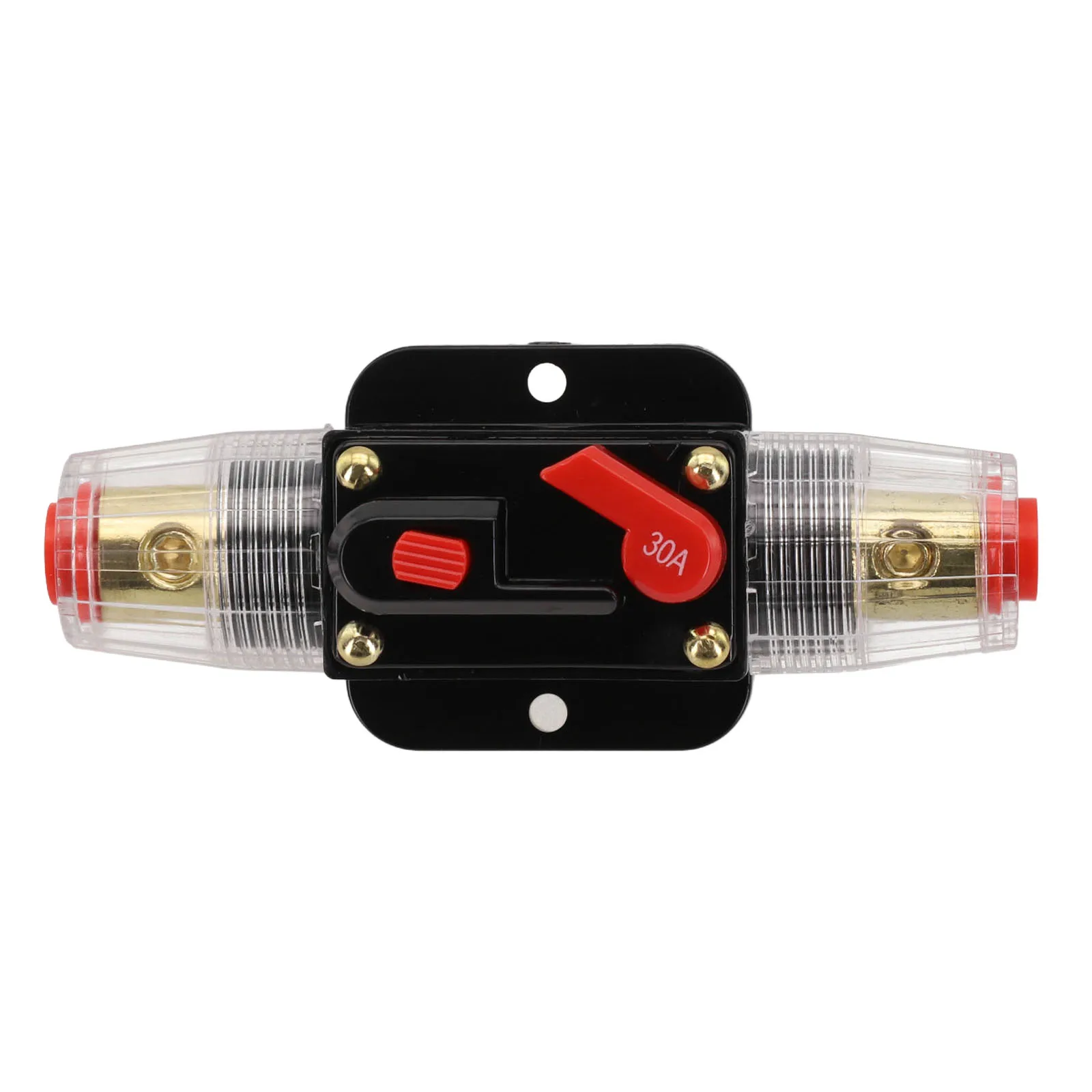 

12-24V Fuse Holder Black,Red 30A Inline Circuit Breaker Easy Installation User-friendly Design Water Resistant