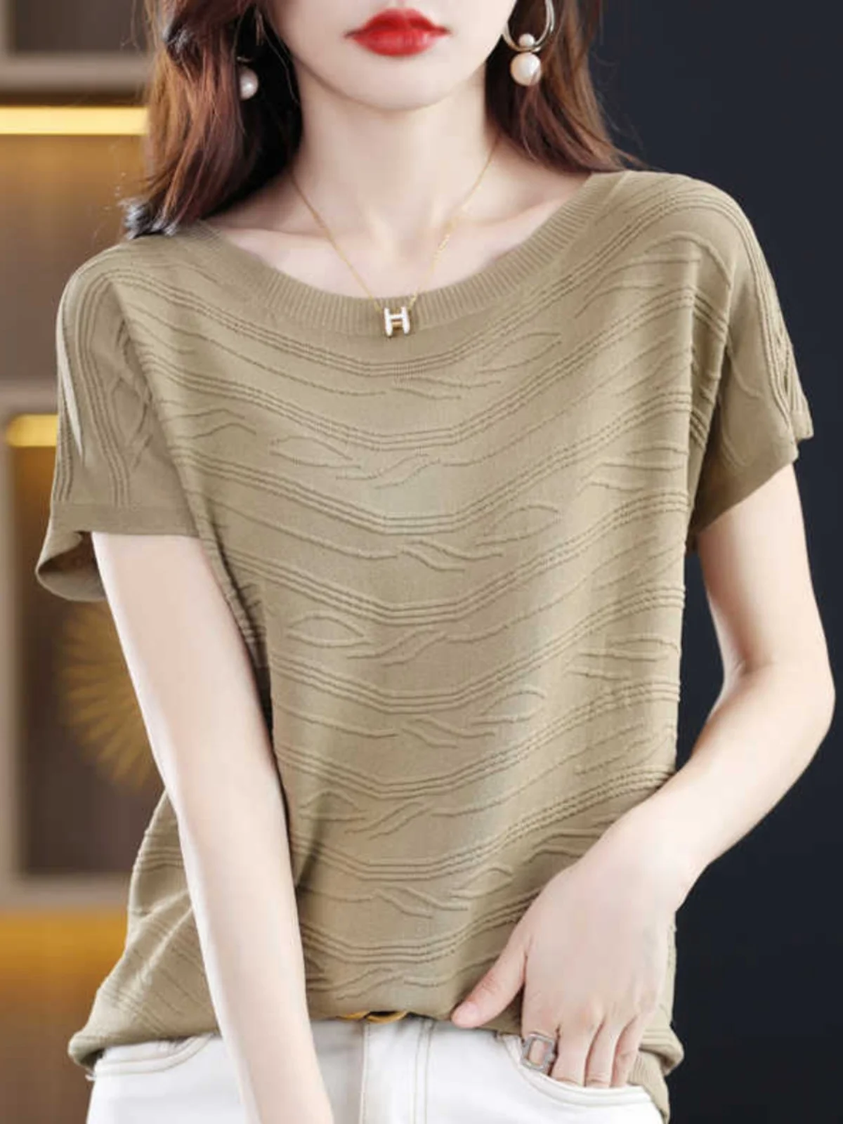 Loose Women's Ice Silk Short Sleeve T-Shirt Brand Tag Removed Summer Top Comfortable Breathable Casual Fashion Design