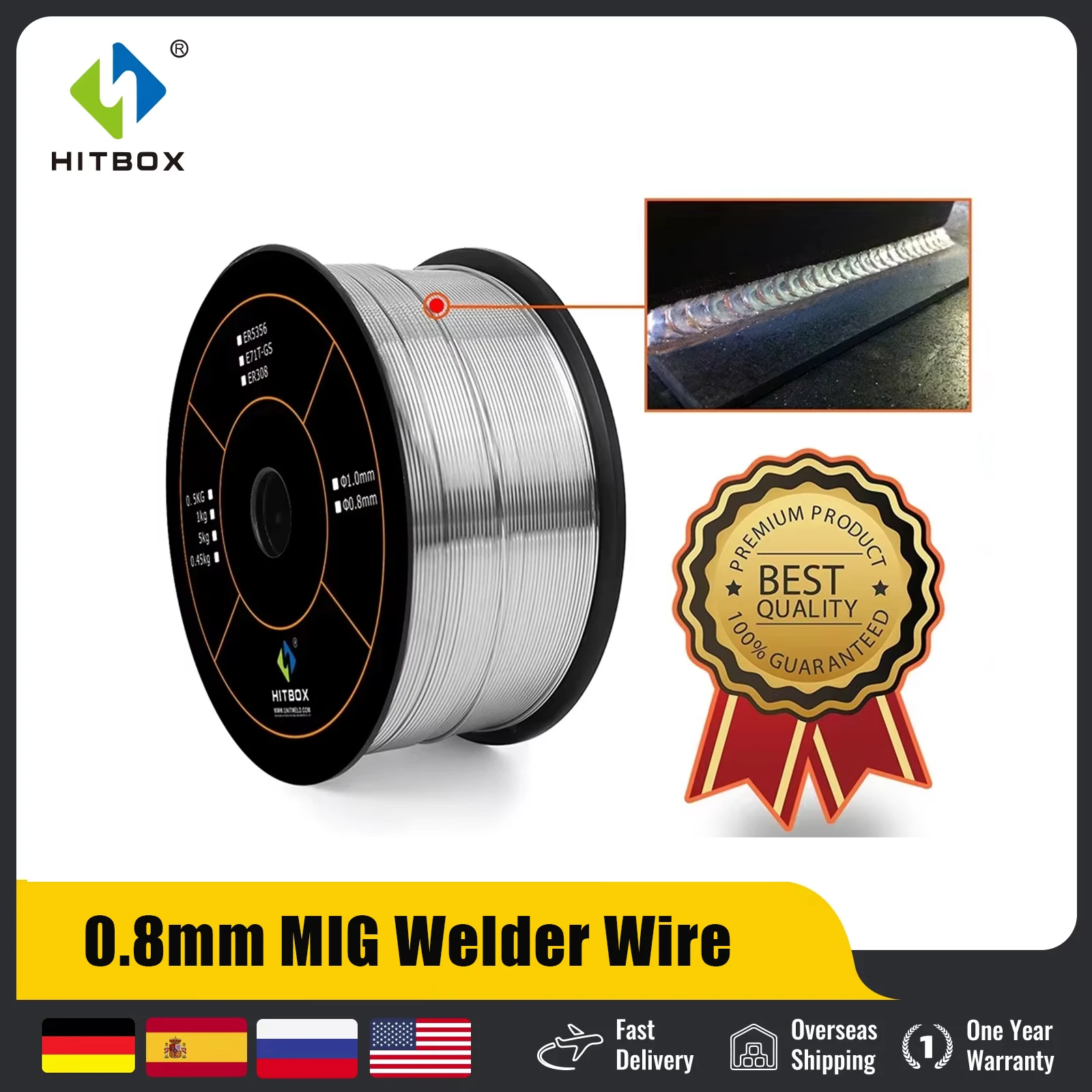 

HITBOX MIG Wire Flux Cored 1.0/0.8mm 1kg Self-shielded No Gas Wires Iron Welding Carbon Steel Gasless MIG Welder Accessory