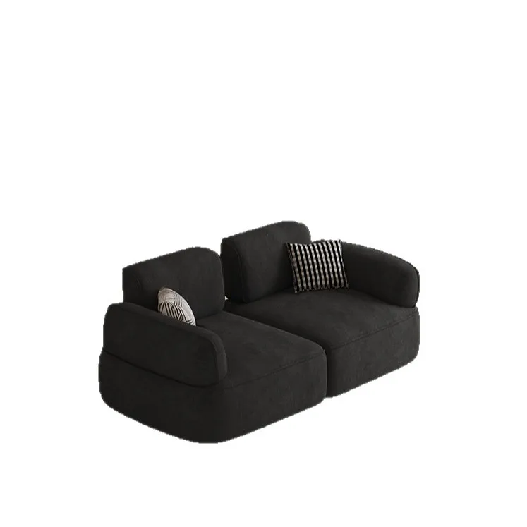 Nordic small apartment living room sofa clothing store simple black module sofa homestay straight row leisure double sofa