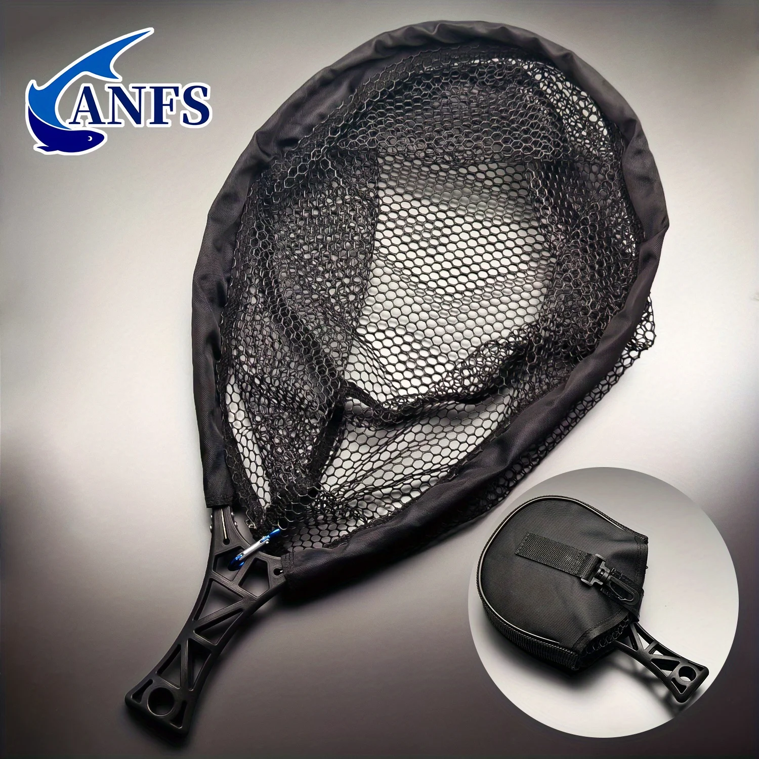 ANFS Fishing Landing Net, Fold-able Landing Trout Net, Rubber Coated Mesh Trout Net with Tackle Bag for Trout Bass - view 3