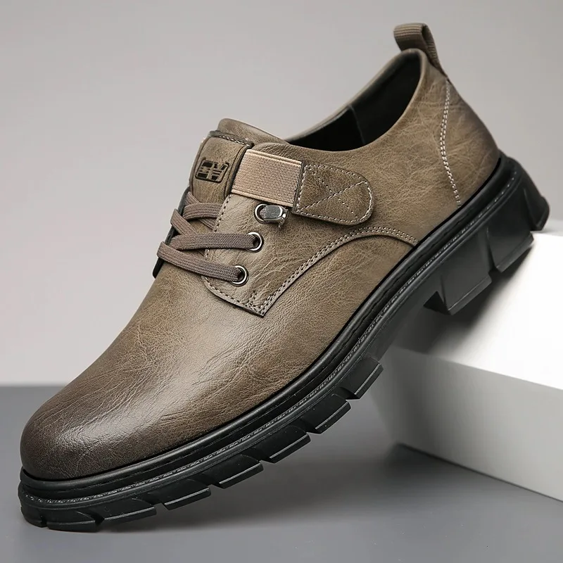 Shoes for Man Casual Leather Sneaker Breath Soft Bottom Work Shoes Fashion Loafers All-Match Business Shoes Zapatos De Hombre