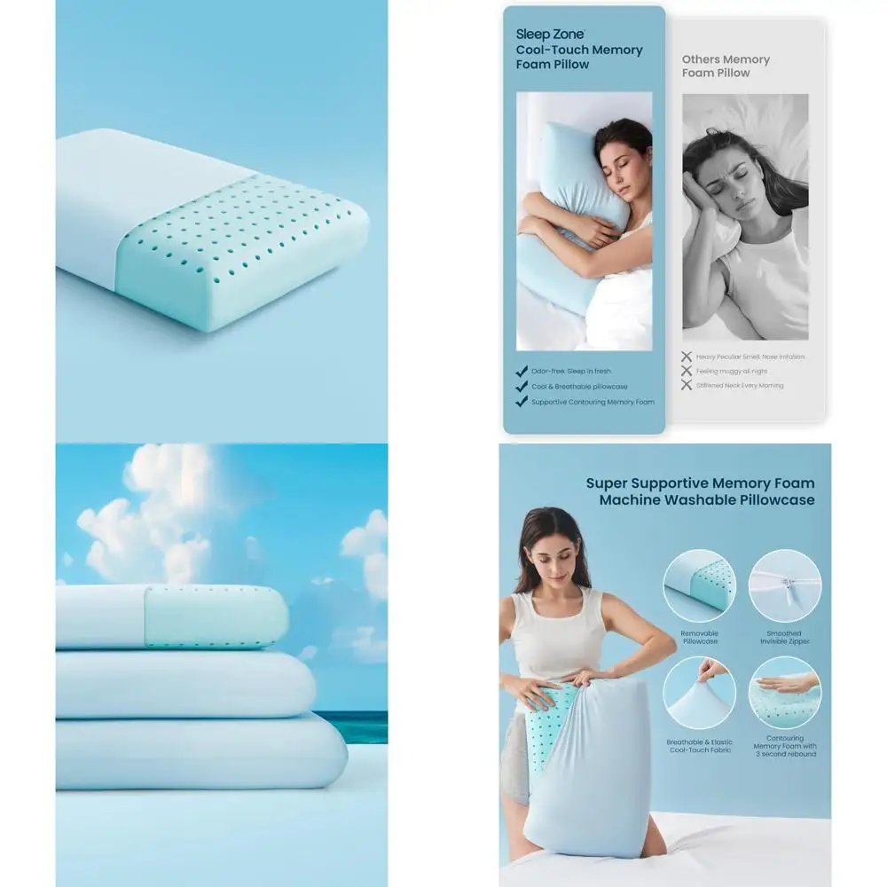 

Breathable Memory Foam Pillow for Superior Support - Ideal for Back, Stomach, and Side Sleepers