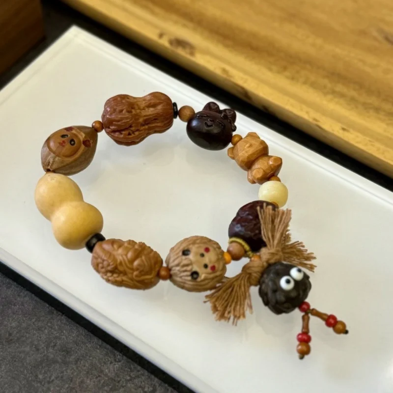 Cocoa Love Multi Jewels Bracelet Monkey Capabala with Olive Nut Elephant God Small Calabash Walnut Peanut