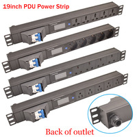 19Inch Cabinet Rack PDU Power Strip EU/US/UK C13/Universal Outlet Digital Meter Backside out 16/32A 4000/8000W