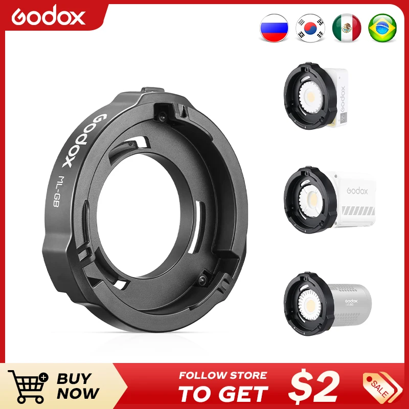 Godox ML-GB Bowens  for ML100Bi & ML60IIB AD300Pro AD400Pro Flash Godox ML30, ML30Bi, ML60, ML60Bi to Bowens Mount Adapter Ring