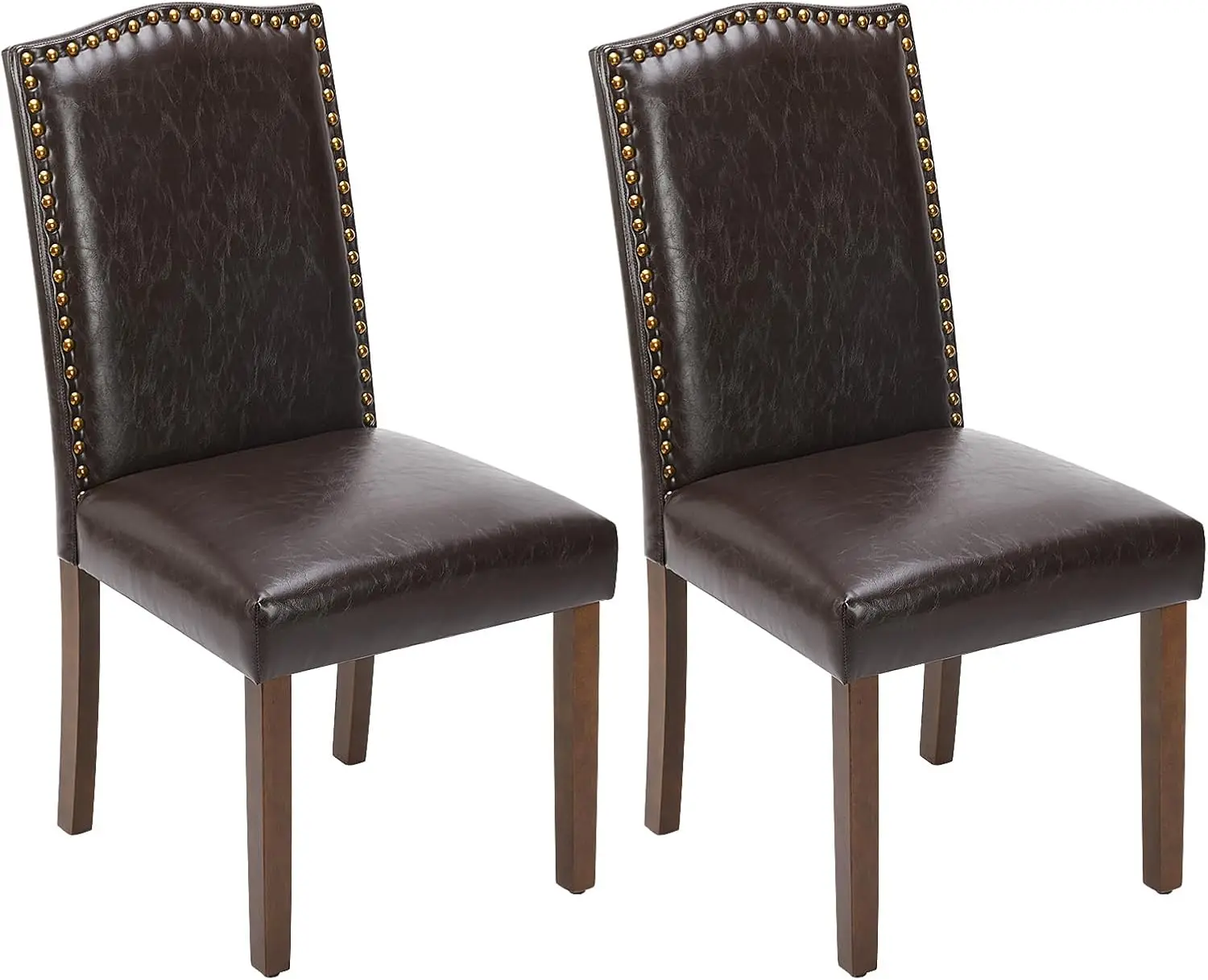 Dining Chairs Set of 2, PU Leather Dining Room Chairs, Upholstered Parsons Chairs with Nailhead Trim & Rubber Wood Legs, Kitchen