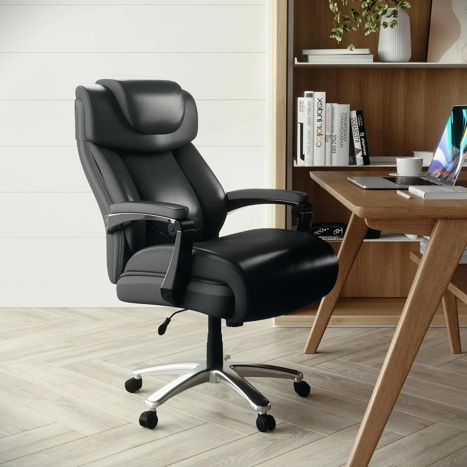 Hercules Series High-Back Swivel LeatherSoft Office Chair, Ergonomic Executive, Headrest, Adjustable Height, Black