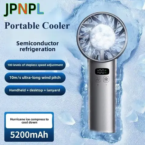 5200mah Ice Compress Fan High-speed Cooling Handheld USB Rechargeable Portable LED Digital Display For Travel Outdoor