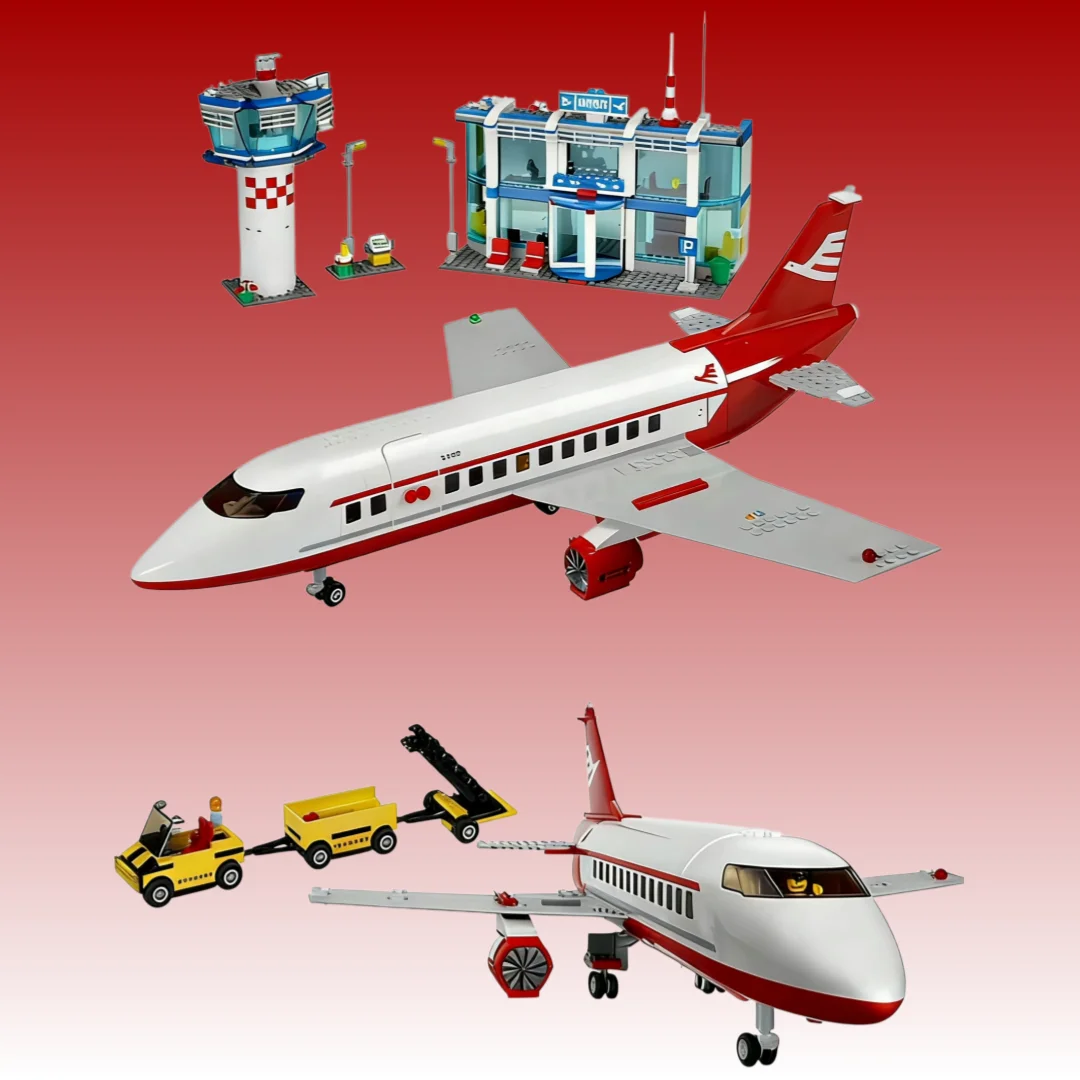 DIY assembly building airplane model; City series new airport terminal block set; Children's toy gift