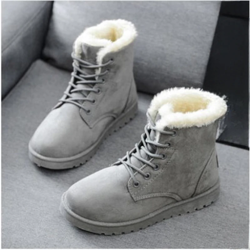 BCEBYL Autumn and Winter Fashion New Casual Comfortable Plus Velvet Warm Solid Color Cross Belt Round Toe Women's Short Boots