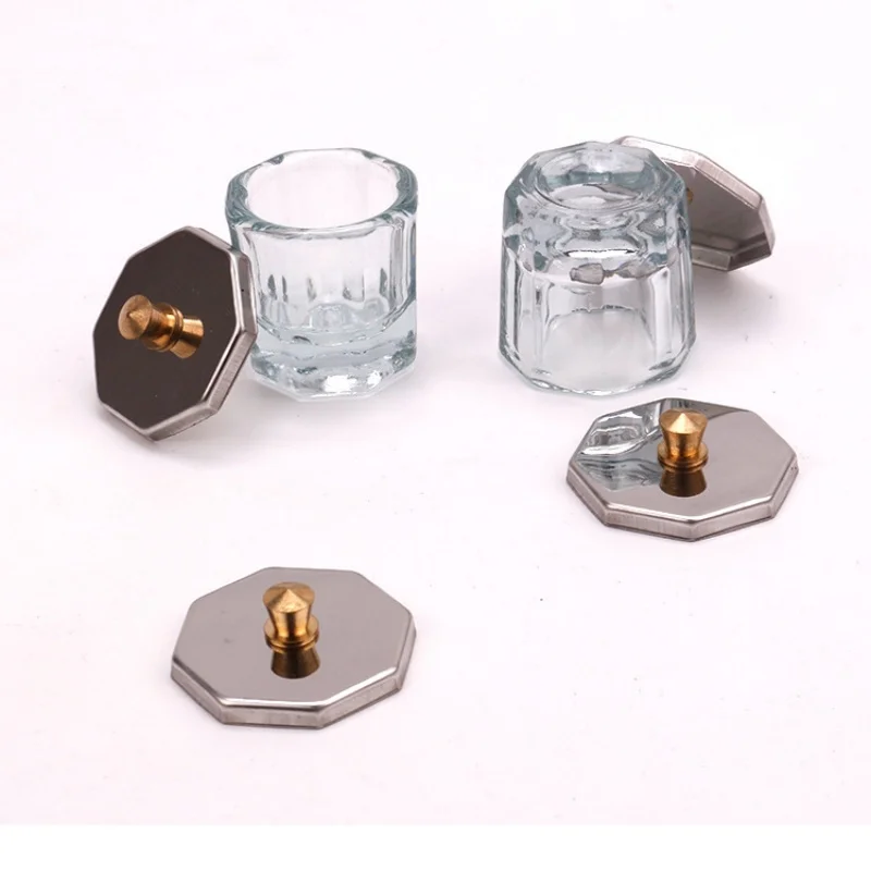 2Pcs Nagel Kristall Glas Nagel Tasse Acryl Flüssigkeit Dappen Dish Klar Schüssel Nagel Pulver Halter Container Ausrüstung Werkzeuge