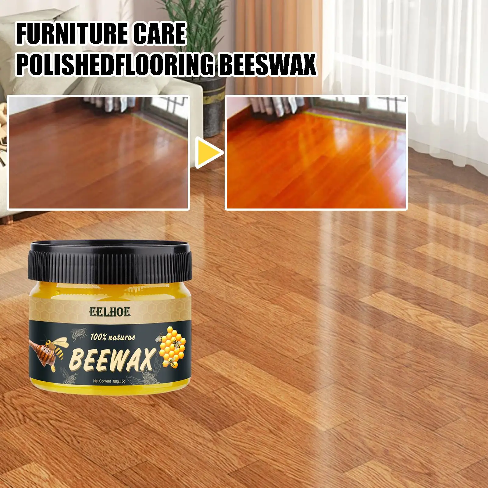 80/40g Bees Wax Finish And Cleaner Protective Multifunctional Wood Finish Natural Wax Traditional Wood Wax Furniture Finish view 6