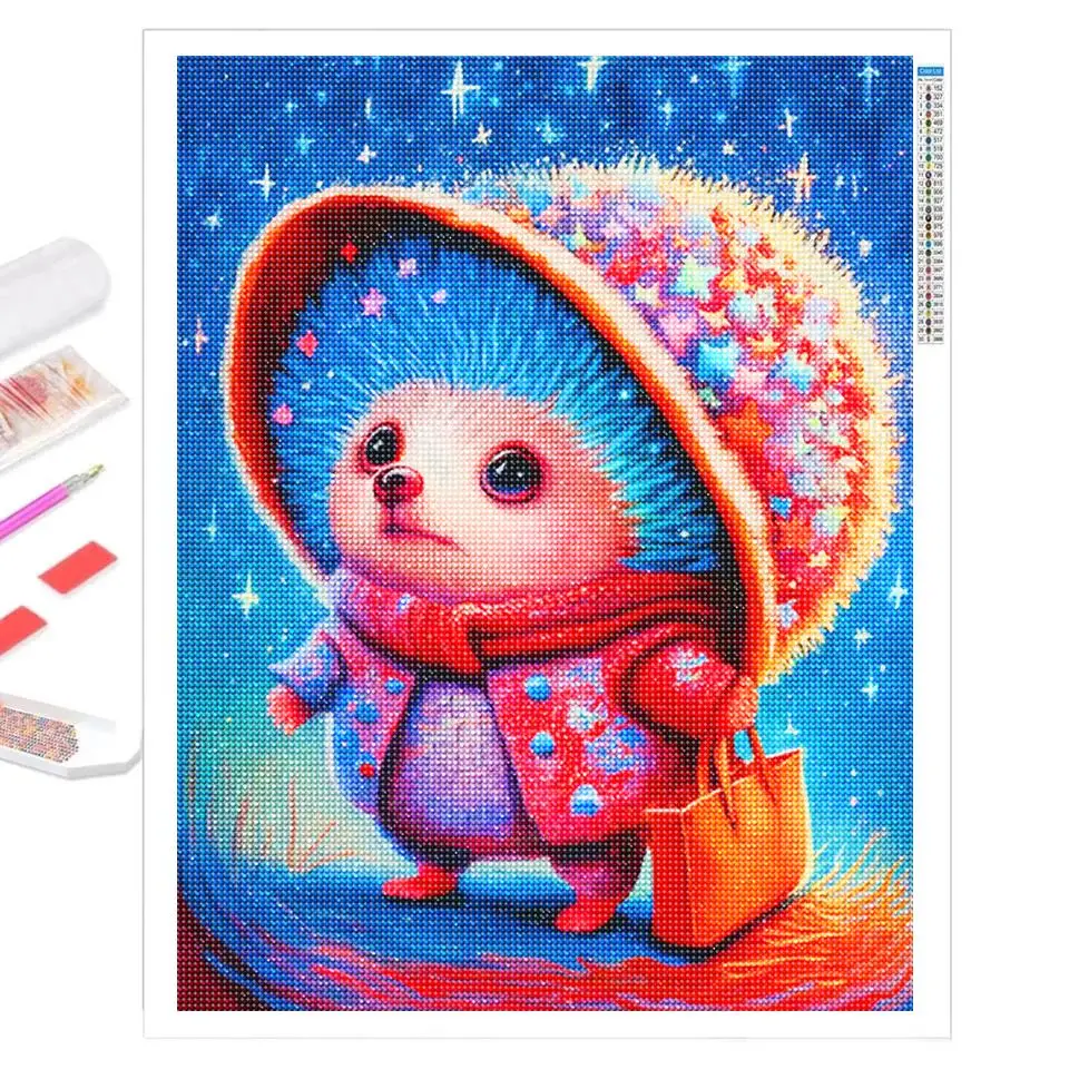 Hedgehog Diamond Painting Cat 5D Full AB Drill Cartoon Animal New Series Rhinestones Cross Stitch Kits Moon Diamond Mosaic Decor