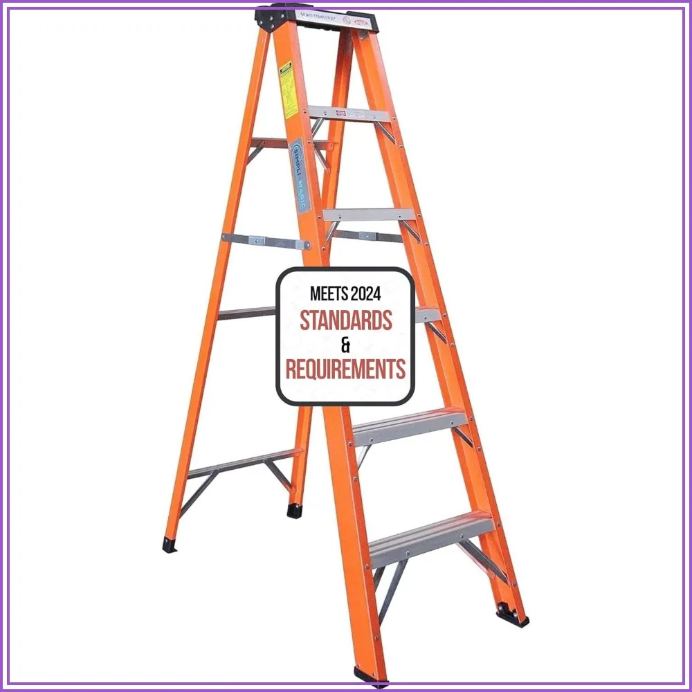 

6-Foot Fiberglass Step Ladder, 250 LBS Capacity – Anti-Slip, Lightweight & Durable for Home & Garage