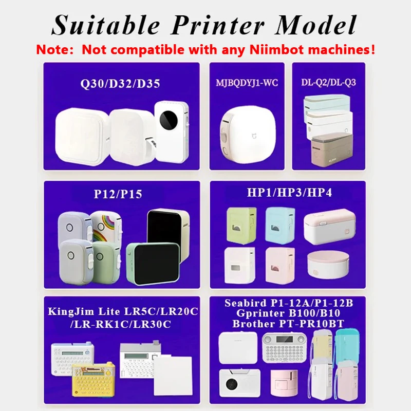 Marklife White Thermal Label 1/3/6Rolls Adhesive Sticker Paper Compatible With P15 P12 P11 D30 Q30 Mini Portable Thermal Printer