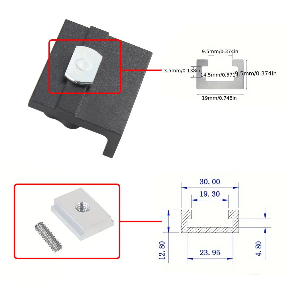 Imagem -03 - Carpintaria Workbench Posicionamento Clamp Tool T-track Stop Kit Liga de Alumínio Baffle Plate Planing Stop Board 19 mm 30 mm