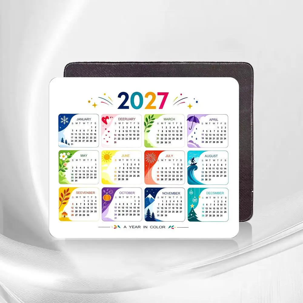 New 2027 Calendar Mouse Pad Small Rubber Anti-Slip Desk Mat Square Portable Laptop MousePad Office Accessories Gifts