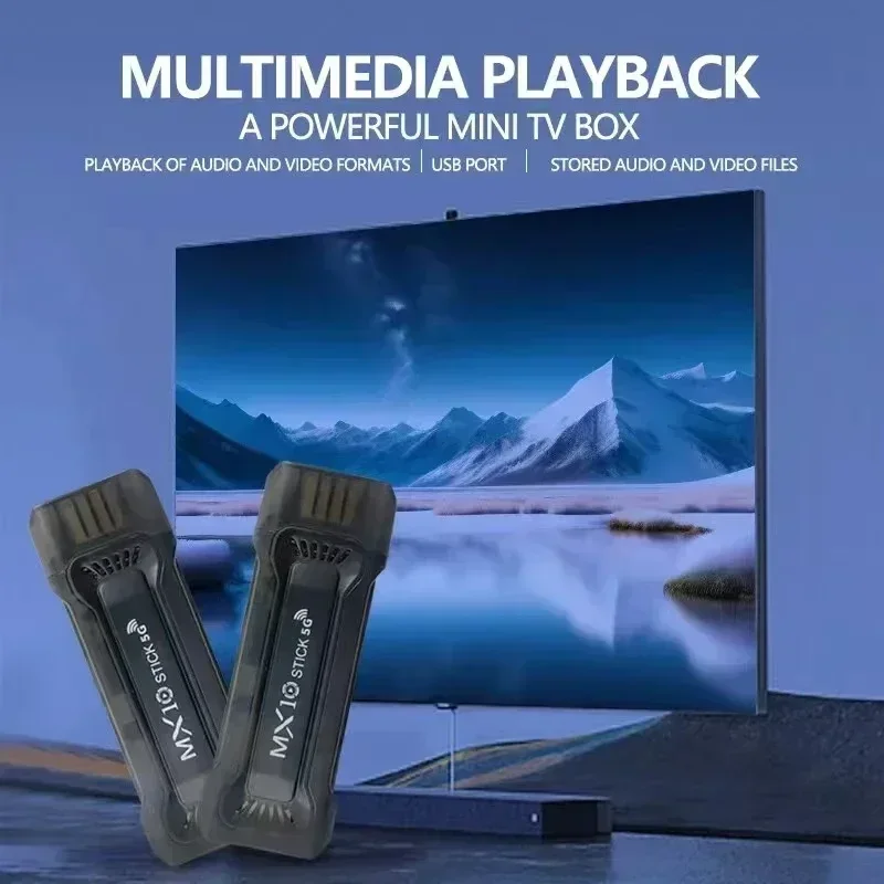 Atacado mx10 tv stick rk3228a hdr iptv 4k smart tv dongle duplo wifi 1gb 8gb 4 núcleo 64bit android tv box com controle remoto