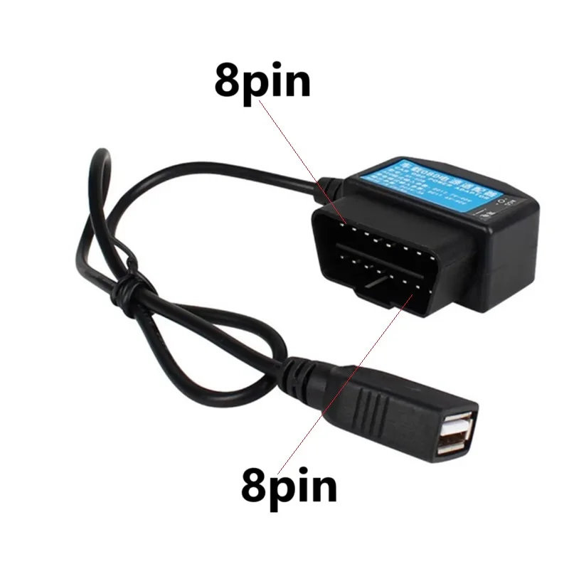 5V 3A USB Car Charge Cable OBD Hardwire Kit 24 Hours Parking Monitoring with Switch Wire for Dash Cam Camcorder Vehicle DVR