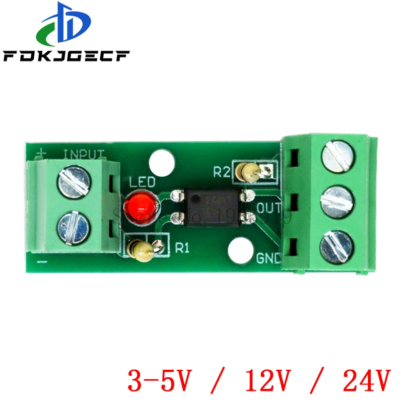 1 Channel Way Optocoupler Isolation Module PC817 EL817 3V-5V 12V 24V Photoelectric Isolator Rail Holder PLC Drive Motor Board