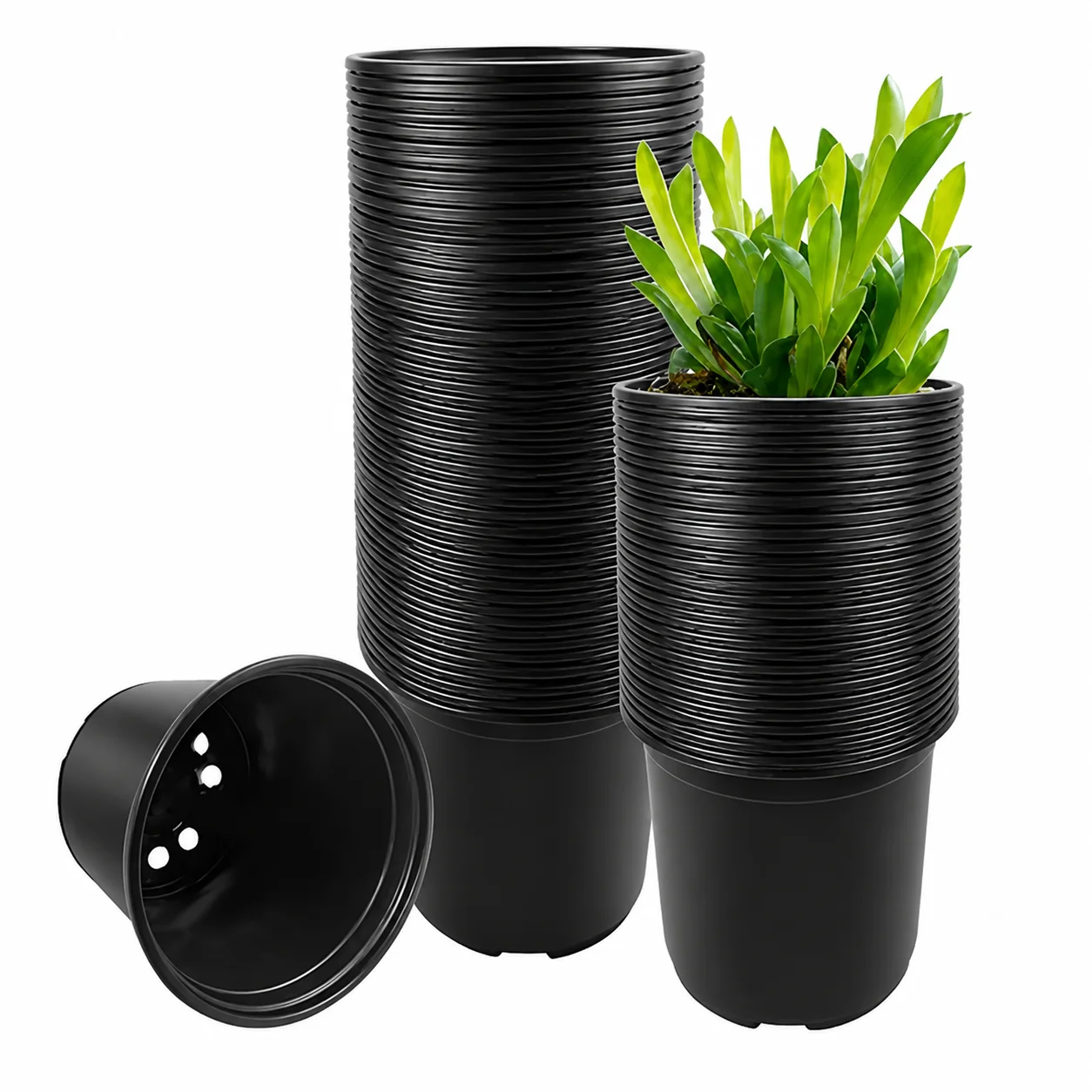 Gardening Lovers Nursery Pots Seedling Starter Cups for Balcony Planting Thick Black Plastic Planters Durable Lightweight