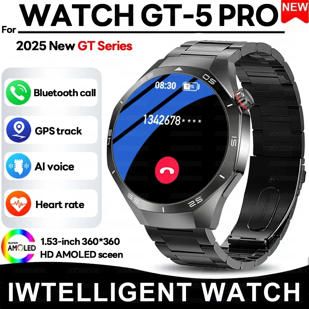

2025 New Watch GT5 PRO Bluetooth Talk Smart Watch Men AMOLED HD Screen GPS Sports Watch Waterproof Smartwatch For Huawei Xiaomi