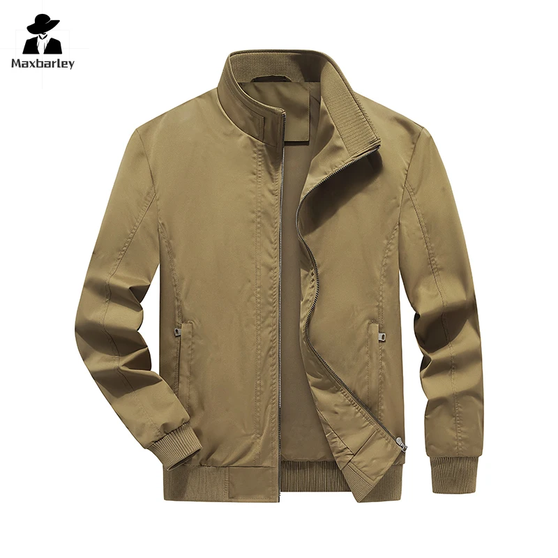 Chaqueta de negocios para hombre, abrigo ajustado de Color sólido con cremallera, con cuello de béisbol, informal, a prueba de viento, novedad de otoño, 2024