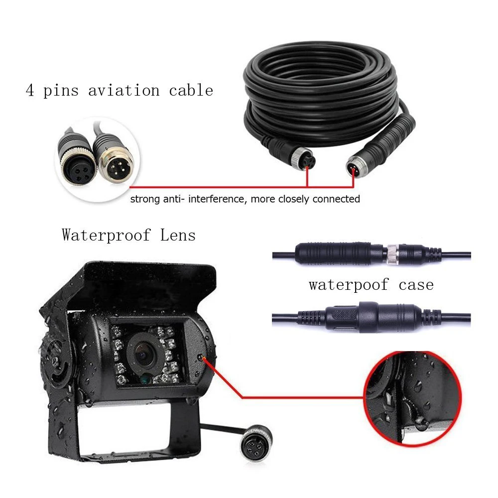 Monitor per auto con telecamera di retromarcia Podofo da 9" a quattro schermi divisi, visione notturna, registratore video a 4 canali, telecamera posteriore per camion e autobus