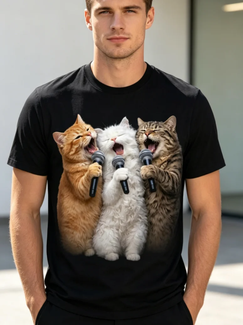 Funny Elements Valentine's Day 2026 Plus Size Men's Round Neck T-shirt, Retro Humorous Opaque Plus Size Round Neck Short Sleeved