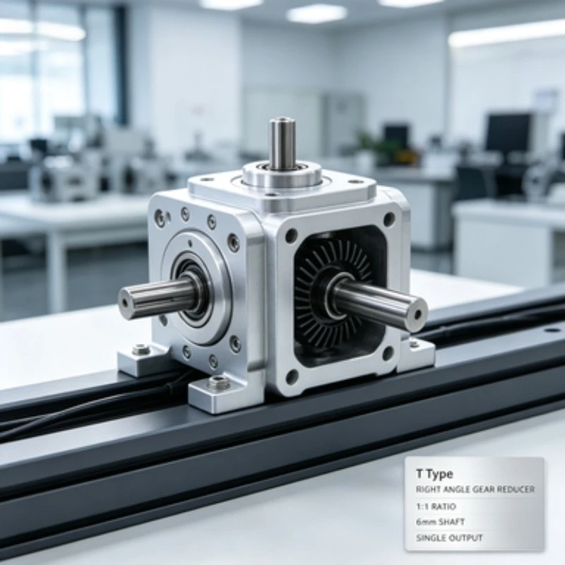 Right Angle Bevel Gear Reducer 1:1 Ratio T Type Cross Steering Gearbox 6mm Shaft Small Dual Output Transmission Box