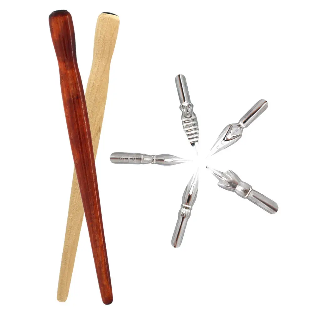 1Set Calligraphy Dip Pen Holder with Interchangeable Nibs for Drawing Sketching Artwork Comic Music Score Professional Line