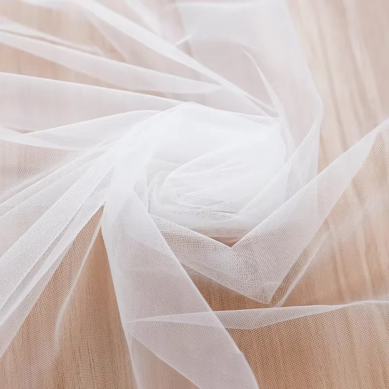 0.5m White Encrypt Tulle Fabric Soft Sheer Mesh Cloth for Wedding Dress Veil Tutu Skirt Hair Bows Party Decorations DIY Crafts
