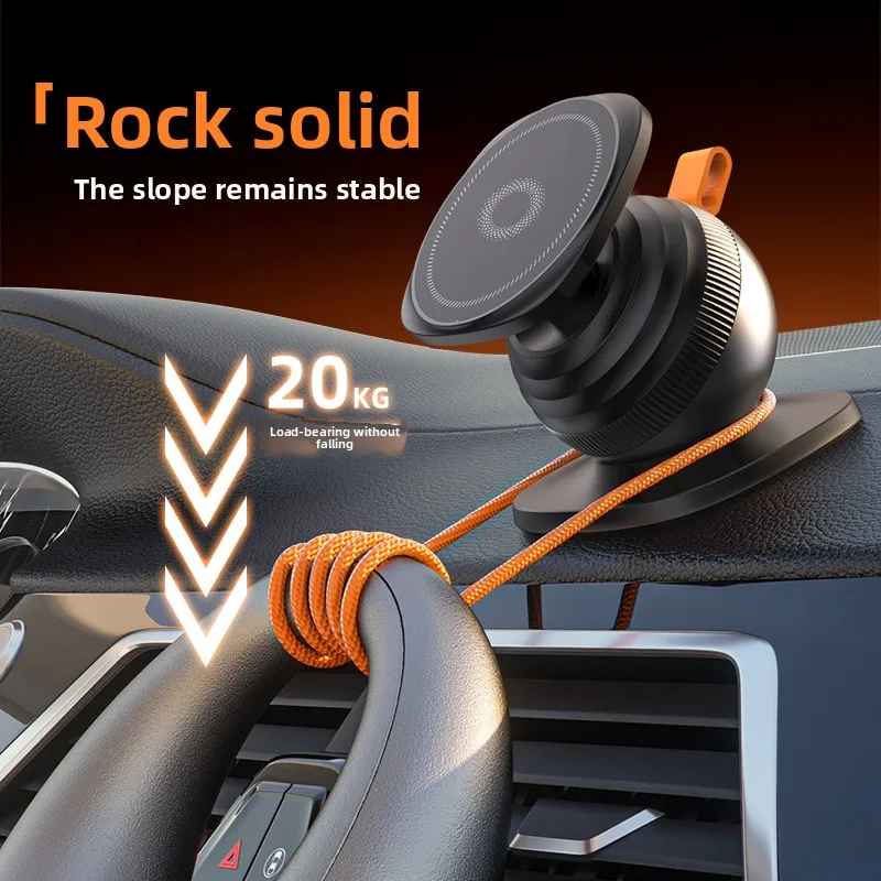 New form Car mobile phone holder Magnetic suction 360 ° rotating oversized base Retractable mobile phone navigation bracket