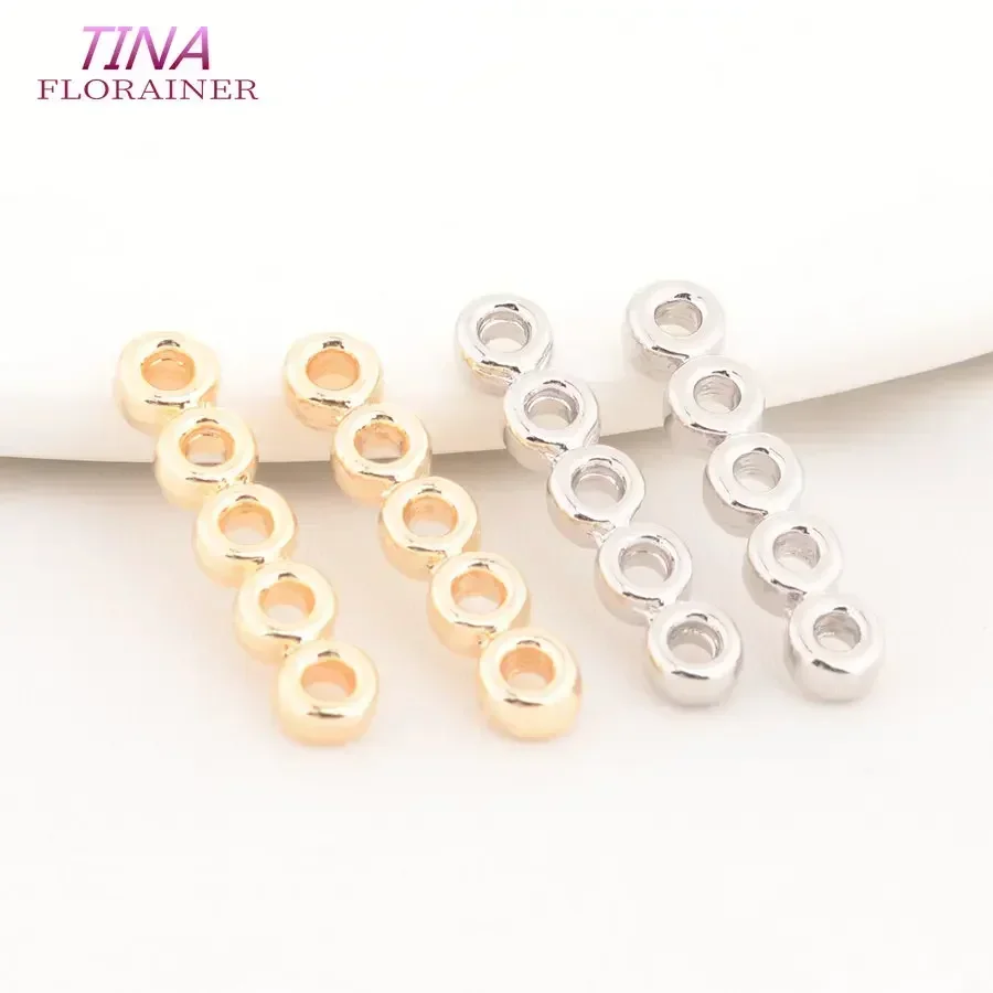 Beading Jewellery Making Components 5 Holes Necklace Bracelet Connector Diy 18K Real Gold Plated Beads Spacer Bar Separators