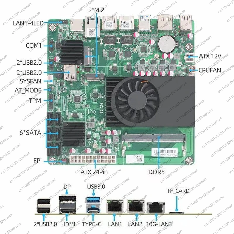 N150 N305 Six-bit NAS Main Board 10 Gigabit Network Interface Card 2 2.5G/1 10 Gigabit/2 M.2 Interface