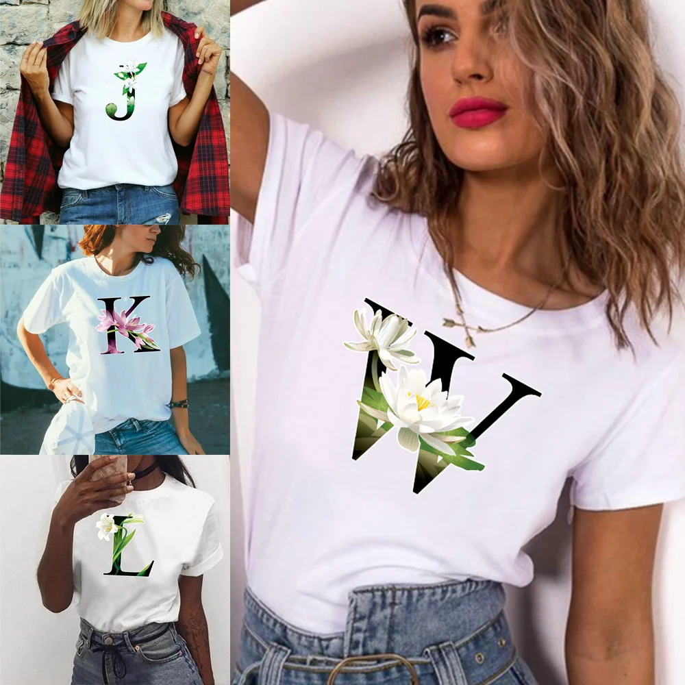 

TShirt Women 2022 Fashion Harajuku Summer Top Tee Couple Casual Cartoon Flower Color Print Short Sleeve T Shirt