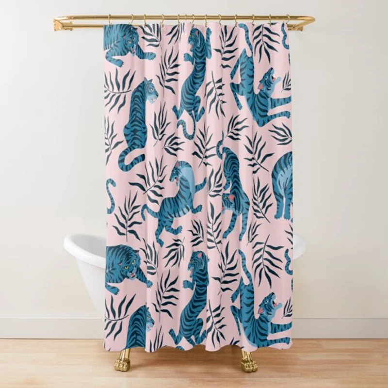 Leopard Print Shower Curtain Brown Bathroom Curtain Wild Safari Animal Powerful Bathroom Set for Men Panthera Bathroom Decor Set