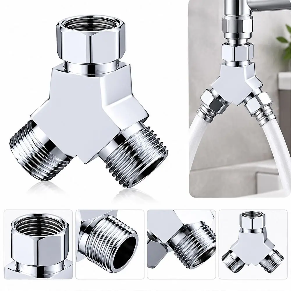 Square Shape T Pipe Fitting Male Female Thread Swivel Nut Three Way Valve Multi Directional Chrome Finish Plumbing Connector