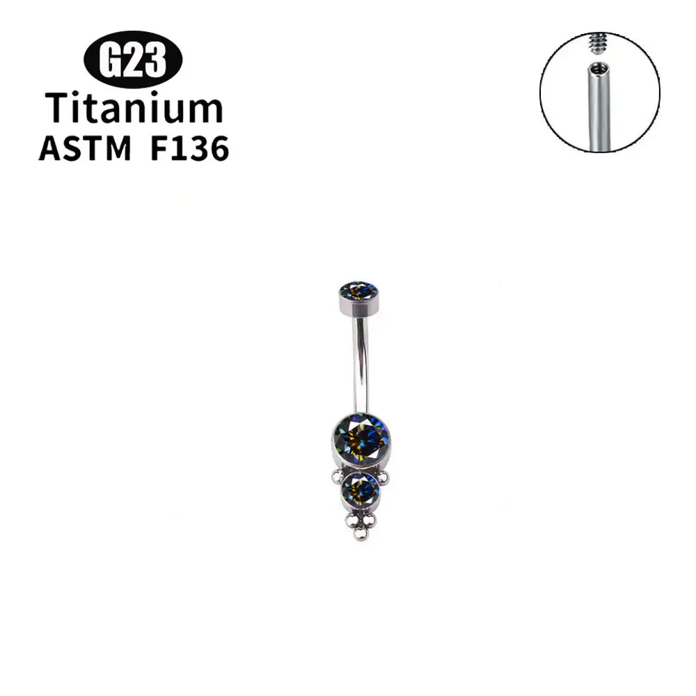 G23 Titanium Hot Selling Prong Set Cz Opal Navel Ring Piercing navel ring belly button titanium