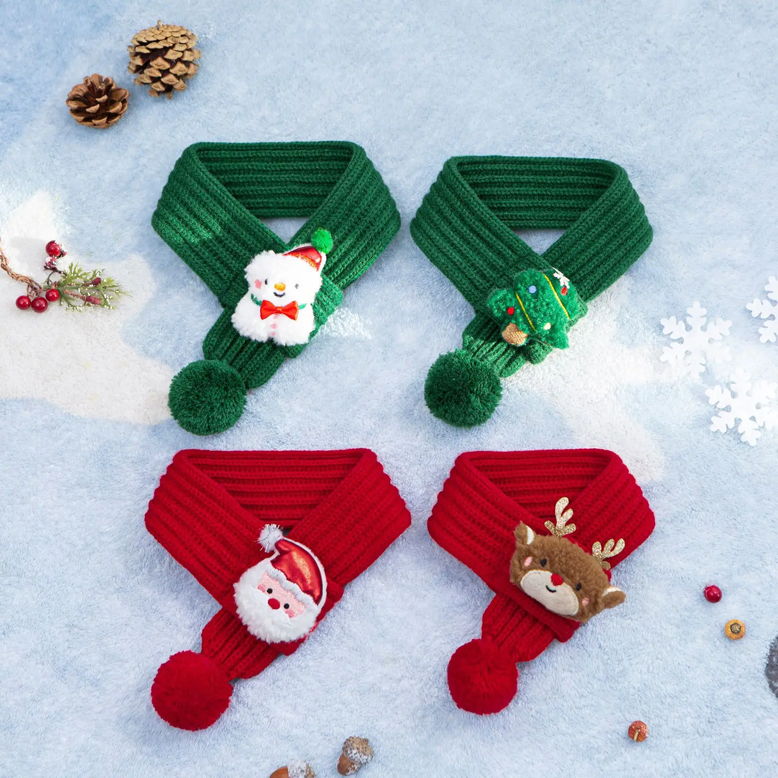 Christmas Pet Scarf, Cat Dog Wool Thread Scarf, Cartoon Snowman Elk Warm Plush Cat Knitted Scarf Christmas Gift for Pets