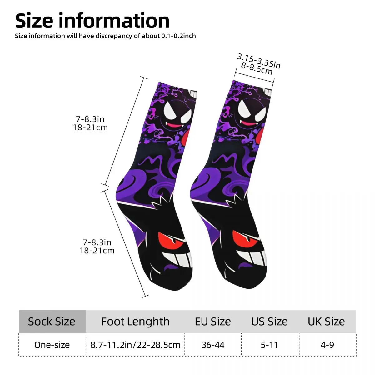 Japanese Anime Pokemon Gengar Cartoon Stockings Graphic Fashion Socks Spring Non Slip Socks