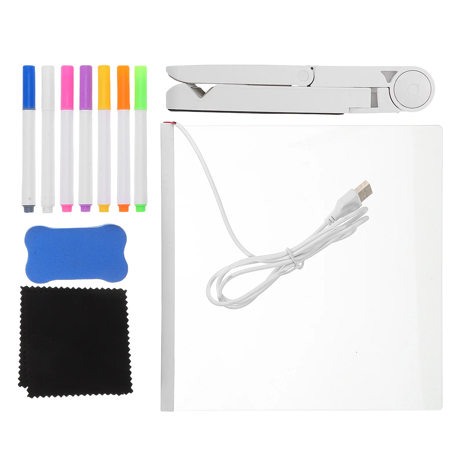 مجموعة واحدة من لوحة ملونة مقاس 7.9 × 7.9 بوصة LED تضيء لوحة رسائل للكتابة من الأكريليك للأطفال والمكتب المنزلي الجاف #1