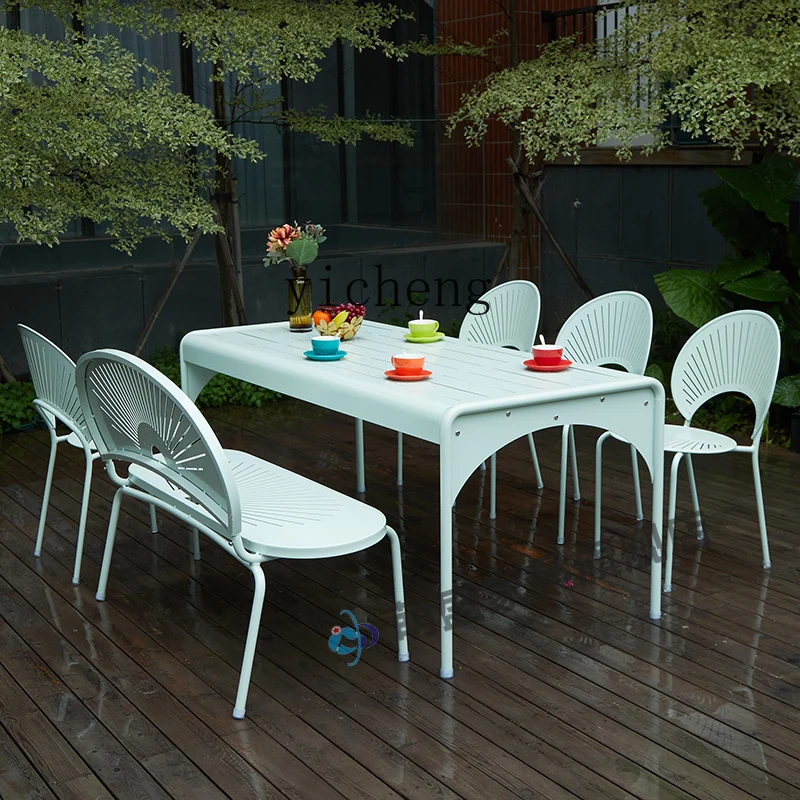 YFY  outdoor courtyard aluminum alloy table and chair combination villa leisure outside table and chair
