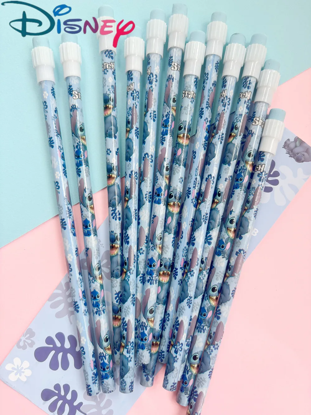 New Cartoon Disney Stitch Children Anime Pencil pencil with Rubber School Supplies Pencil Student Pencil kids Christmas Gift