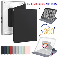 Funda acrílica con rotación para Kindle Scribe 2024 2022, Funda de cuero PU de 10,2 pulgadas para Auto Wake Sleep Ebook, Funda con portalápices