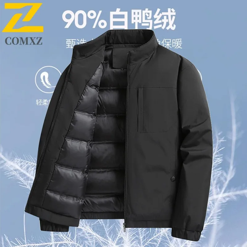 

COMXZ зимний пуховик мужской высокого качества толстый водонепроницаемый с капюшоном белый утиный пуховик мужской повседневный пуховик с карманом на молнии