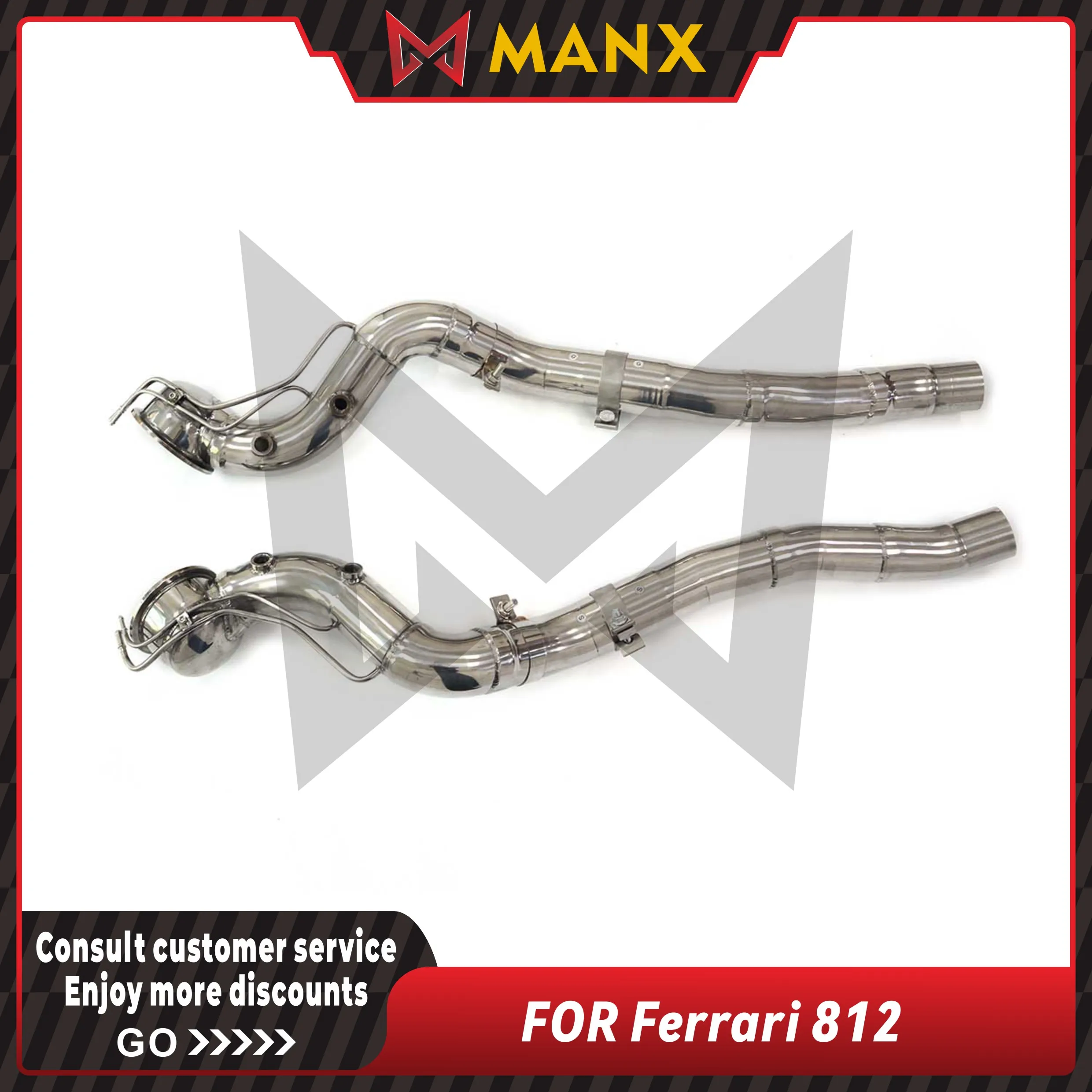 

Suitable for Ferrari 812 Stainless steels Downpipe Performance Exhaust fitting With Heat Shield Lossless installation