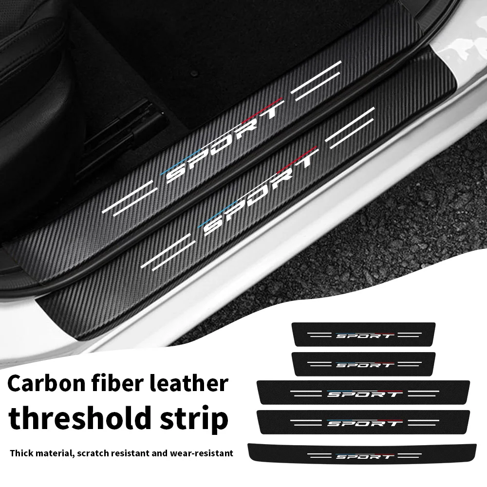 Blue, White, and Red Sport Car Threshold Strips Creative Modification Cute Girl Car Door Step Protection Anti-Scratch Stickers